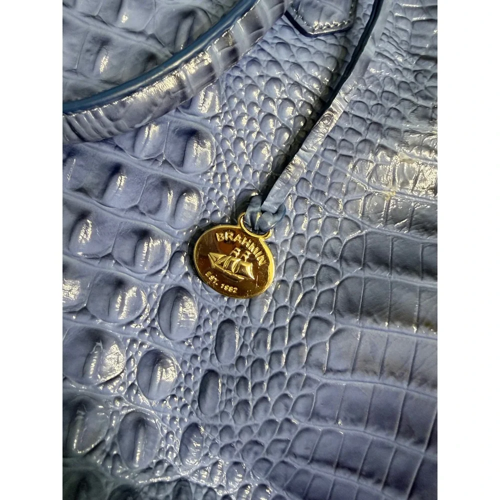 Brahmin Duxbury Satchel Periwinkle Blue Melbourne Embossed Leather Handbag